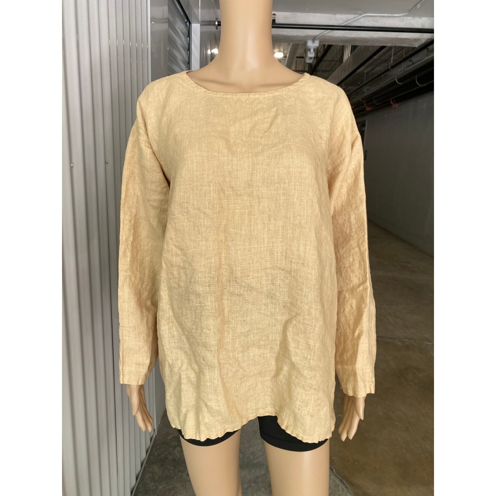 DOSA Linen Top Long Sleeve Beige Lightweight Casual Minimalist Size 3 Medium🐝🐝